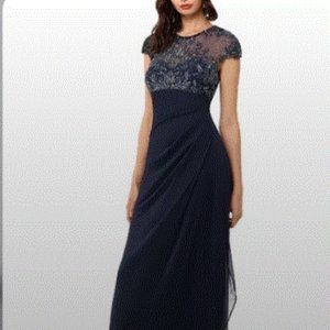 XSCAPE Beaded-Top Gown in Navy Blue Size 12
